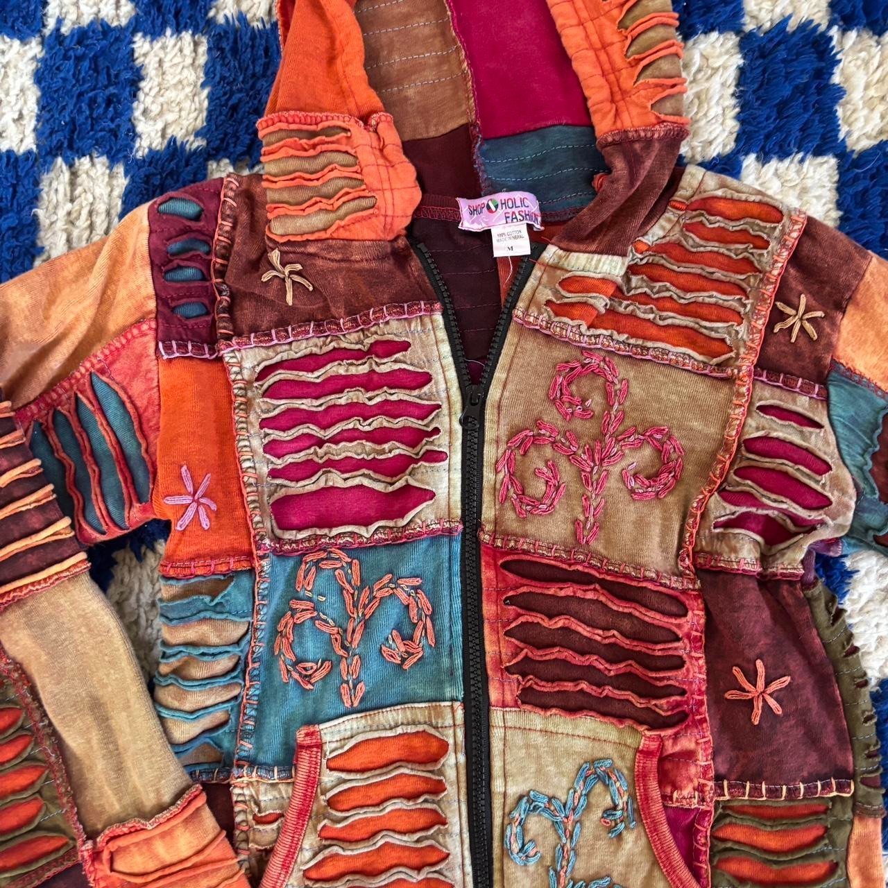 HANDMADE Hippy Boho Hoodie Patchwork Jacket Razor… - image 3