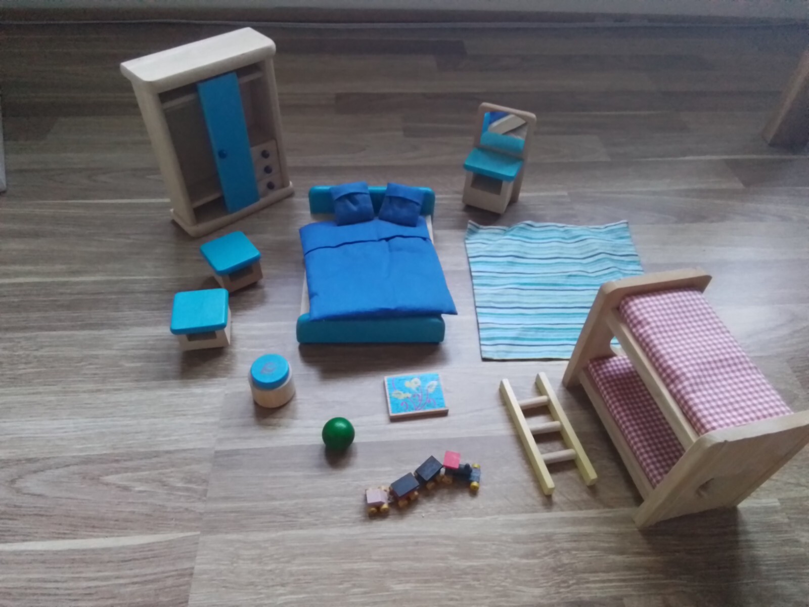 Plan dolls house bedroom furniture set wooden eBay