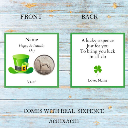 Personalised St Patricks Day Lucky Irish Sixpence Token - Gift - Picture 1 of 1