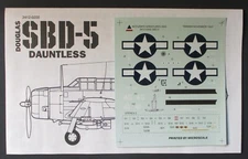 Accurate Miniatures 1/48th Scale SBD-5 Dauntless - Decals from Kit No. 3412