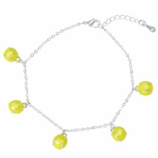 Anyone for Tennis Yellow Enamel Silver Tone Charm Bracelet