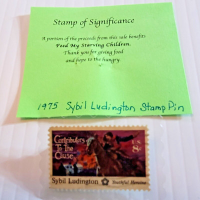 Sybil Ludington Stamp Pin: Contributors to the Cause Lapel/Hat Pin, 1975, 8 cent