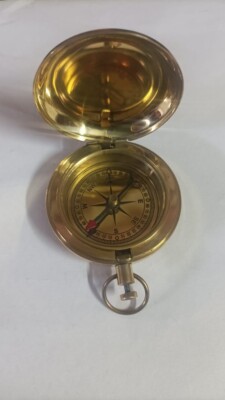 BRASS PUSH BUTTON NAUTICAL COMPASS Sailor POCKET MARITIME WORKING COMPASS A
