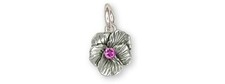Pansy Birthstone Jewelry Sterling Silver Handmade Pansy Flower Charm  PS2-SC