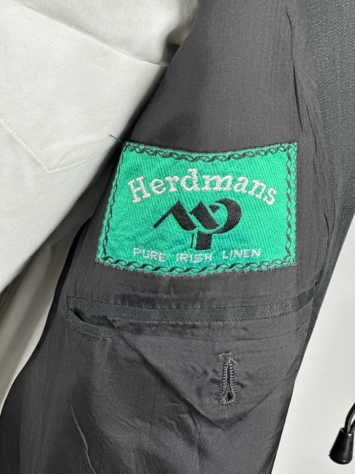 Chaqueta Blazer Italiana LBM Lubiam Black Herdmans 100% Lino Irlandés 40 EU 50 A038 Foto 3 de 4