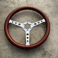 Factory 2nd 15" Chrome Indy Steering Wheel With Wood Grip