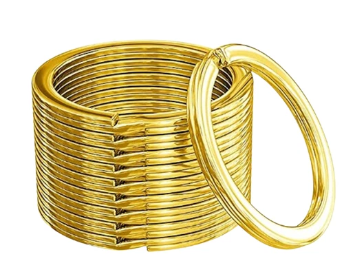 10Pcs 25mm Gold Metal Flat Split Circular Keychain Hoops Loop Keyring Connector - Picture 1 of 5