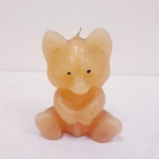 Vintage Wax Candle Teddy Bear Figurine Collectible Cream