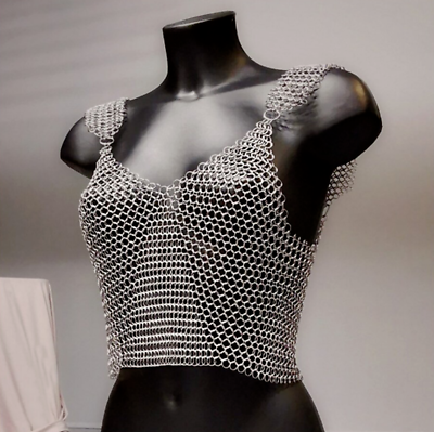 #ad Chainmaile Fantasy Top The Victoria Crop Top Ren fair Cosplay Costume $65.44