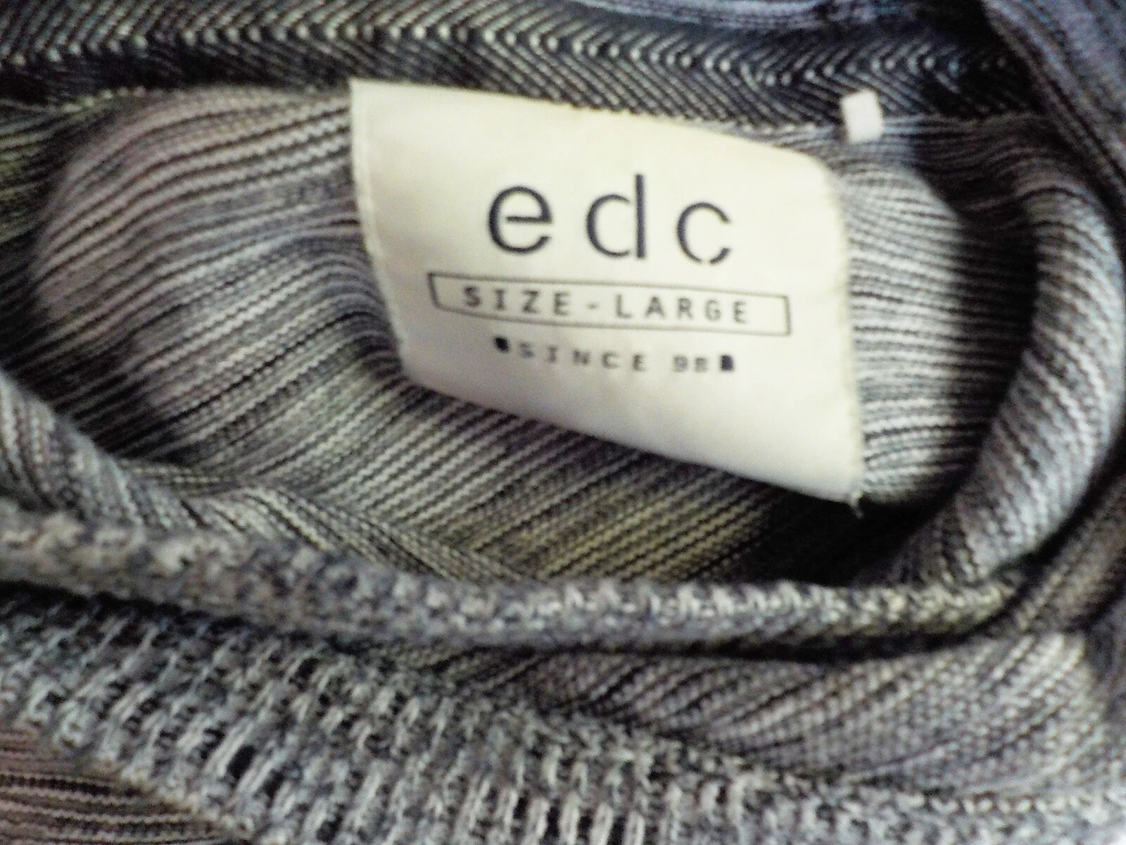 OFF WHITE EDC co Pullover Felpa con Cappuccio 2 Toni Tasca Canguro Cotone TG. LG Nero Avorio