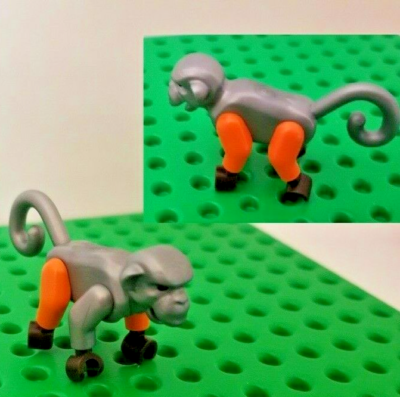 LEGO Silver Back Gorilla Monkey Silver Arm Orange Jungle Animal