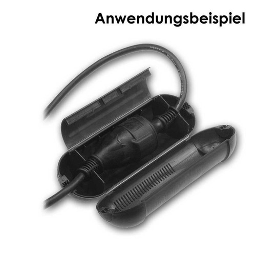 Sicherheitsbox Schwarz fü Schuko Stecker IP44 Kabelbox Box Schutz Kabel Regenbox - Afbeelding 6 van 6