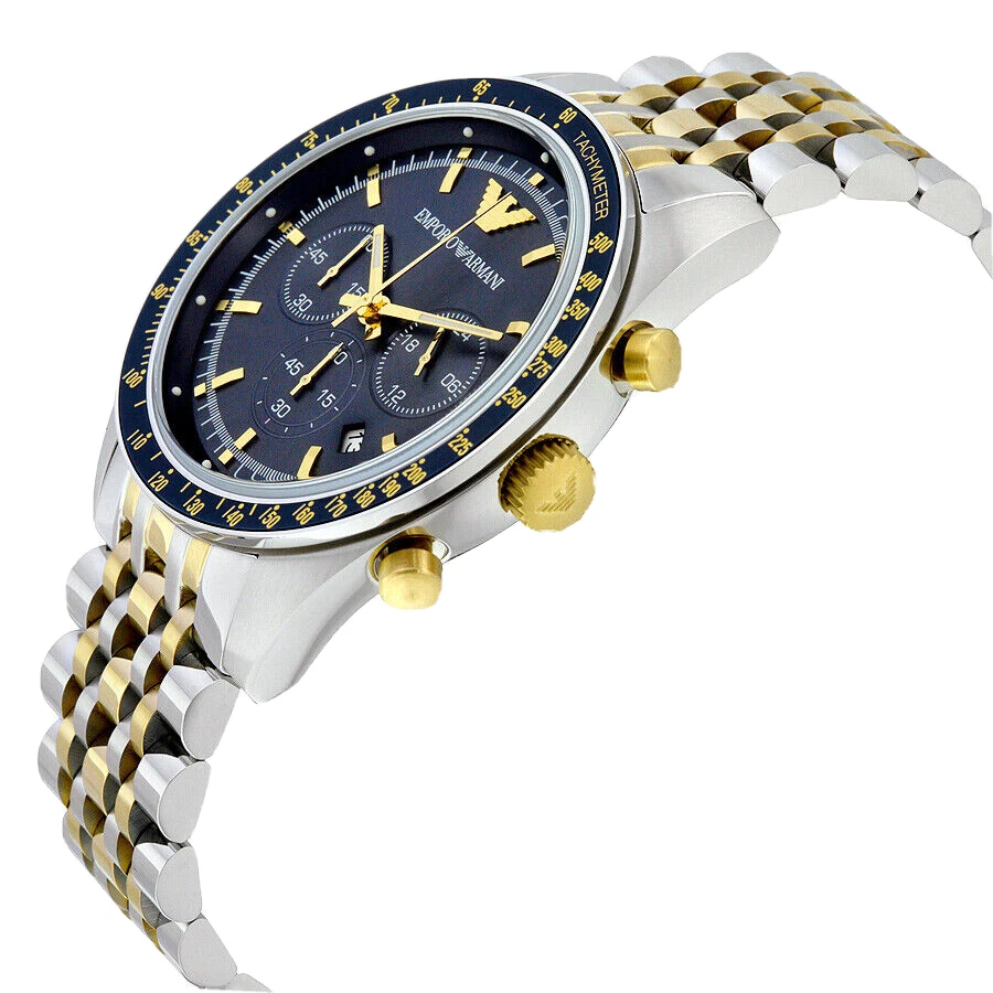 NUEVO Reloj Hombre Genuino EMPORIO ARMANI Cronógrafo Deportivo Dos Tonos Esfera Azul AR6088 Foto 2 de 3