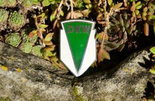 VINTAGE EMAILLE AUTOKÜHLER AUTO EMBLEM / ABZEICHEN # DKW AUTO UNION