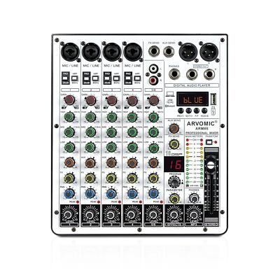 6-Kanal Dj Audio Mixer mit USB, Bluetooth, 16 Dsp Effekte & 3-Band EQ ARMX-6