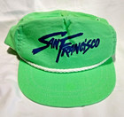 Vintage SAN FRANCISCO Baseball Cap Neon Green American Family advertising USA
