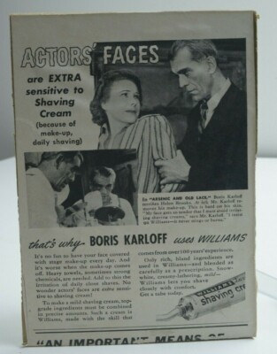 Boris Karloff Williams Shaving Cream Helen Brooks 1941 Vintage Print Ad