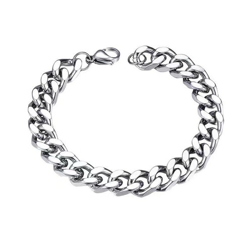Curb bracelet solid stainless steel 3-9 mm wide / 21 cm men's women's gift - Picture 5 of 5