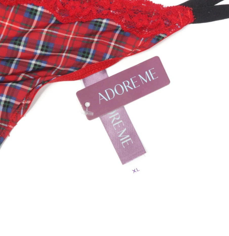 ADORE ME 性感红色格子丁字裤内裤大码 XL 全新带标签 - 740 — 第 3/3 张图片