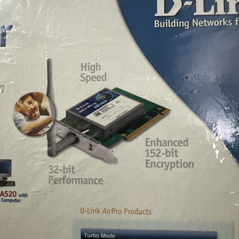 Vtg D-Link AirPro DWL-A520 5GHz Wireless PCI Adapter NOS Sealed 802.11a - Image 4 of 4
