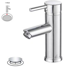 Single Hole Single Handle Bathroom Faucet with Pop up Drain in Polished Chrome