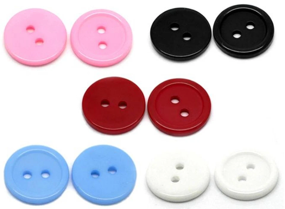 10 Stück Wäscheknöpfe Resin 15 mm - 2 Loch 2 mm Rand Wäscheknopf Basteln Nähen * - Bild 2 von 2