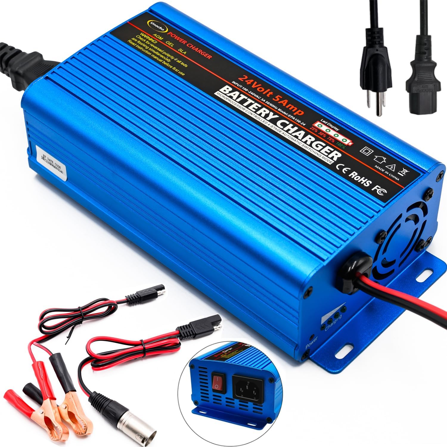 24 Volt Battery Charger Smart Fully Automatic Battery Charger Maintainer