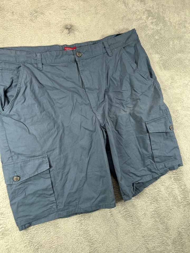 Merona Mens 44 Cargo Shorts Blue Cotton Twill Utility Pockets Workwear Outdoor - Image 2 of 4