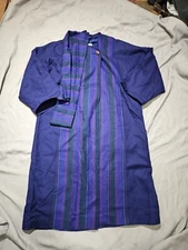 Avoca Collection Jacket Small Irish Pure Wool Long Cape Coat Indigo Tweed Check