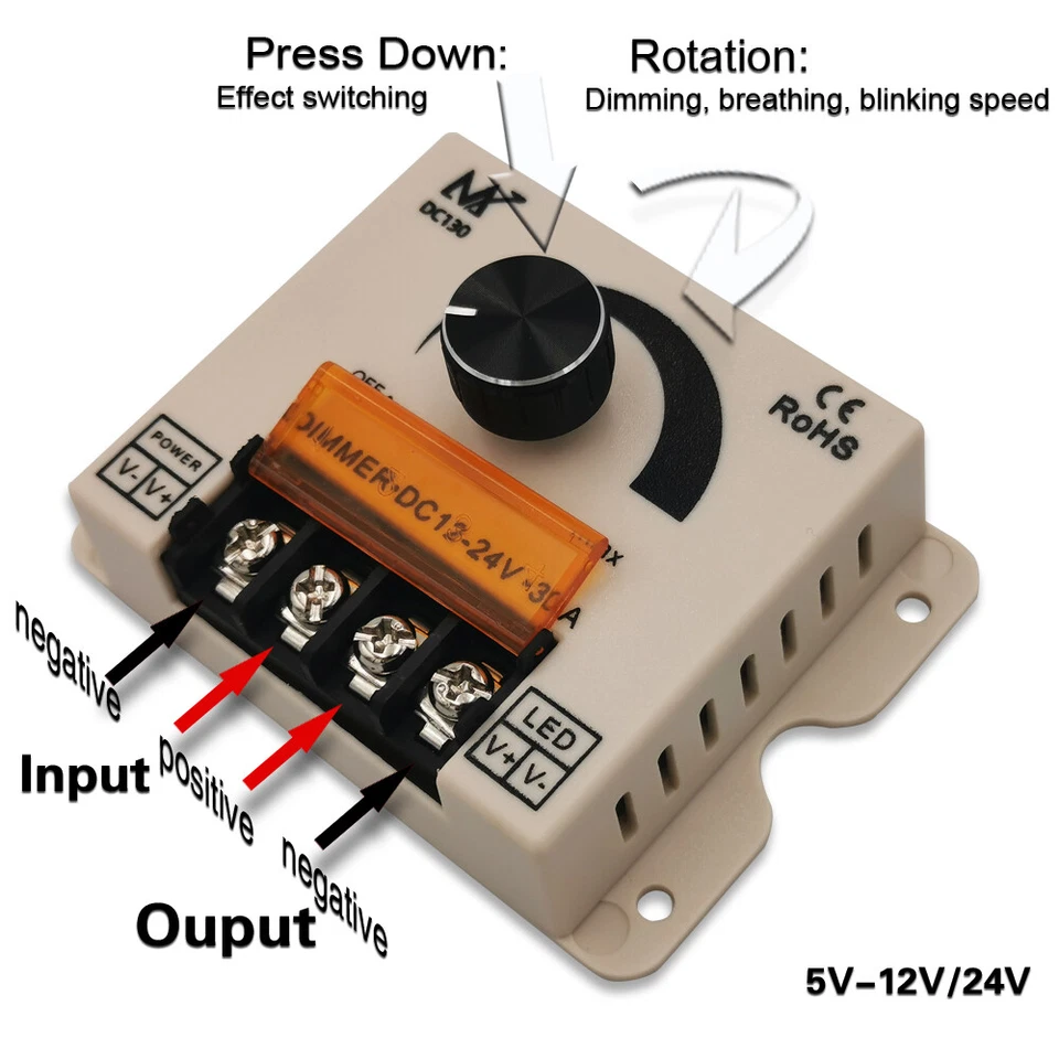 DC5V-24V 30A Dimming Jumping flash Dimmer Controller For Single Color LED Strip - Image 2 of 4