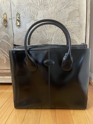 Tod s black leather satchel