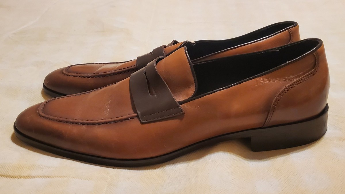 Bruno Magli Two-Tone Brown and Dark Brown Leather Penny Loafers Bruno Magli Two-Tone Brown and Dark Brown Leather Penny  main image 2