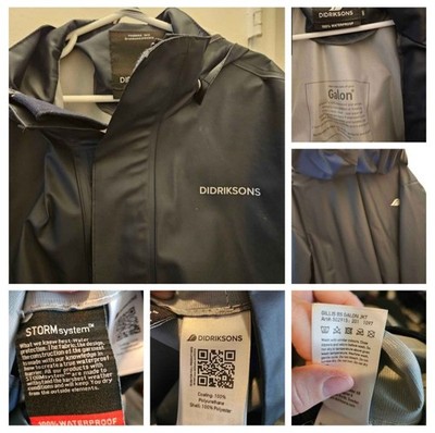 Didriksons Youth Rain Coat Galon in Navy 100% Waterproof Outdoor STORMsystem