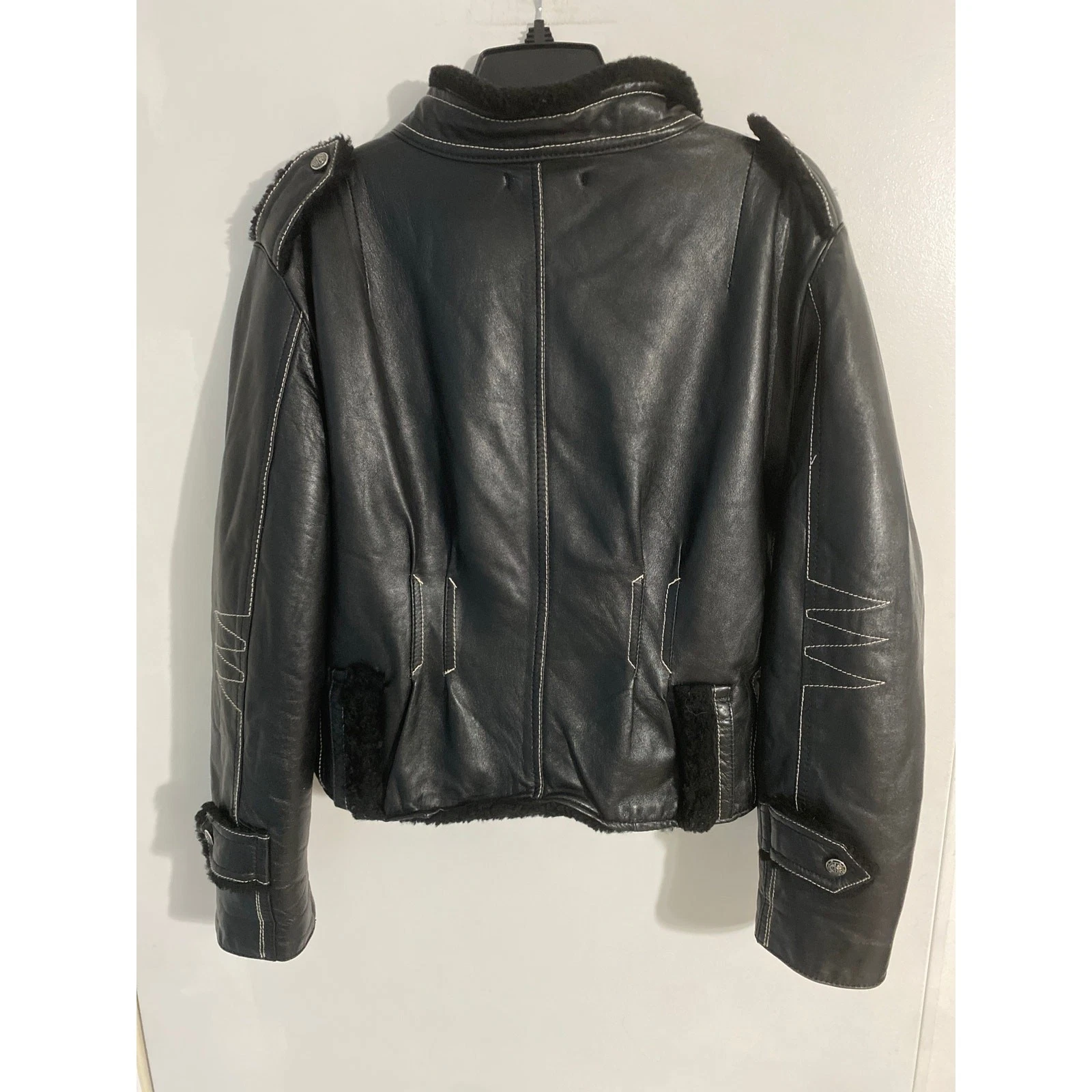 Gucci giacca pelle donna taglia M nera pelle agnello biker moto spigolosa lusso