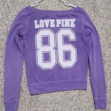 PINK Victoria's Secret Love Pink 86 Purple Pullover Sweatshirt XS 2016 vibes