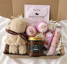 Rose Spa Gift Box for Women, Self Care Basket, Birthday Gift for Her