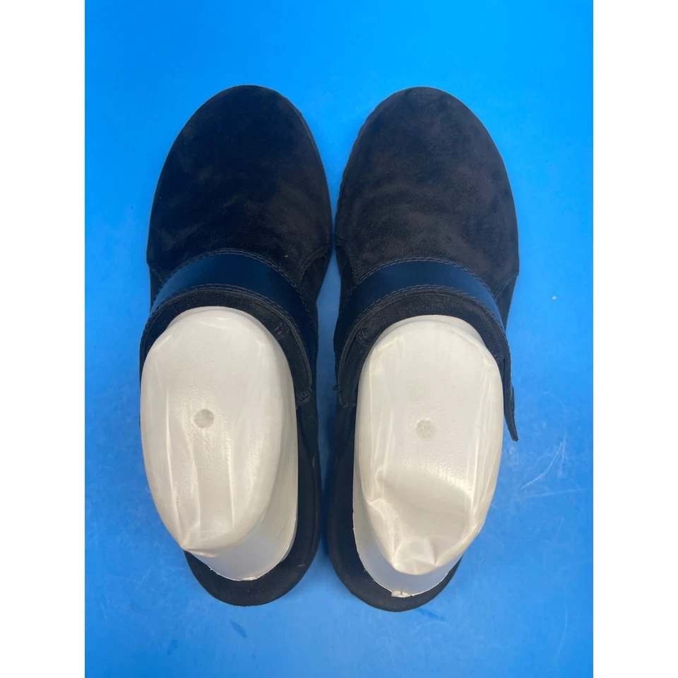  Zuecos Clarks Collection de cuero gamuza negro deslizables de mula corcho cómodos para mujer 9 Foto 4 de 4