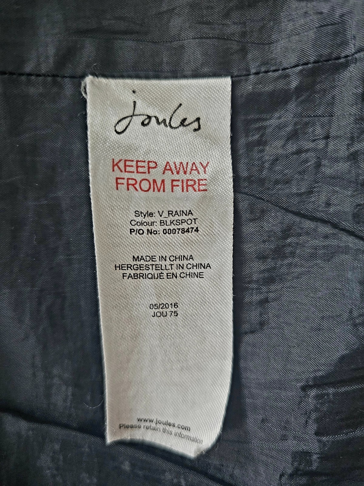 Joules Navy Polka Dot Waterproof Parka Jacket UK 14 - Good Condition image 10