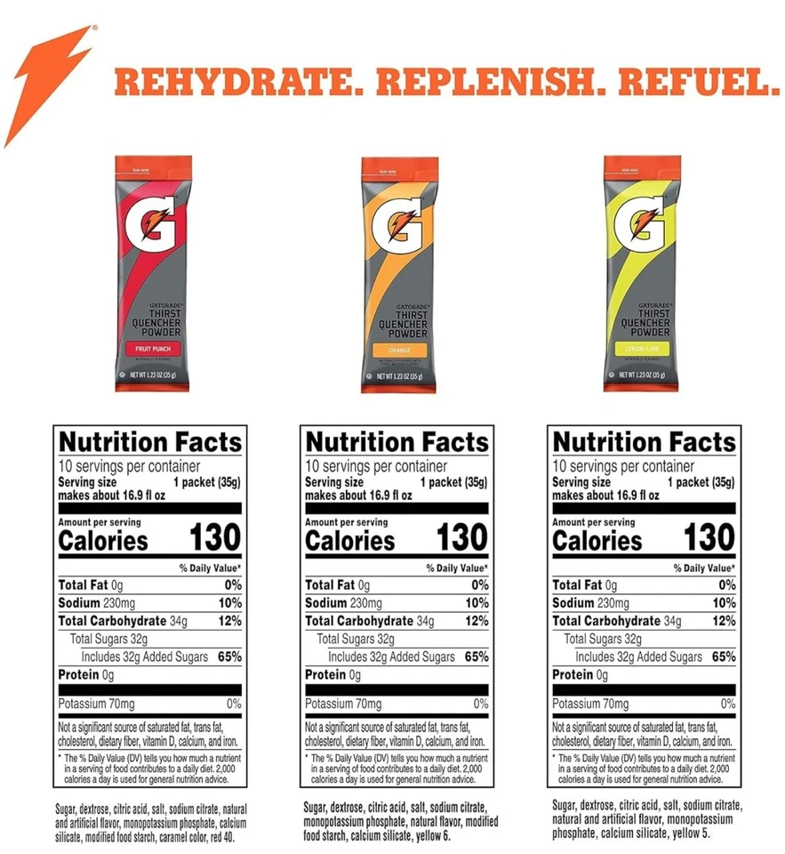 Palos en polvo para calmar la sed Gatorade paquete de 3 sabores variedad, paquete de 30... Foto 4 de 4