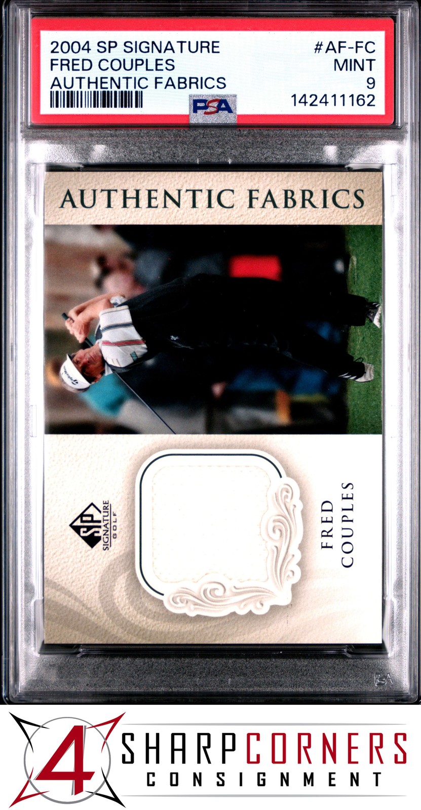 2004 SP SIGNATURE AUTHENTIC FABRICS #AF-FC FRED COUPLES Autographed Signed HOF POP 2 PSA 9 