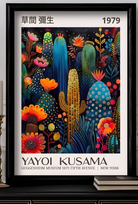 Yayoi Kusama Kaktus Poster 50x70cm Abstrakt Tupfendruck - Ausstellungsposter