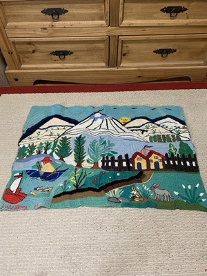 Vintage Peruvian Tapestry Handcraft Appliqué Folk Art Peru Chili (?) 36 X26 