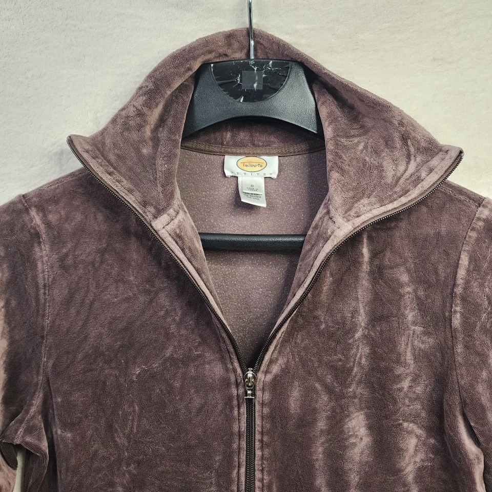 Talbots Petite Brown Velour Velvet Full Zip Tracksuit S M 90s Athleisure Y2k Vtg - Image 2 of 4