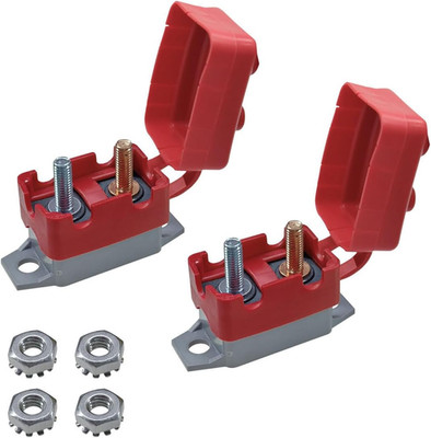 2PCS DC 12V-24V Automatic Reset Circuit Breaker with Cover Stud Bolt, 30A Car Cu