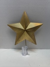 Christmas Tree Topper Star Gold Metal 5 Point 9" Tall
