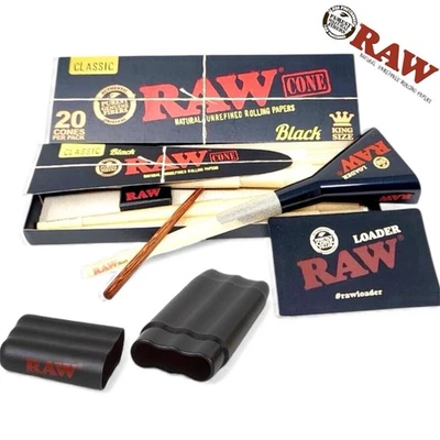 RAW KS Gift Set – Cone Loader + RAW Black 20 Cones + RAW Triple Cone Holder