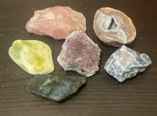 Lot of 6 Sparkly Natural Quartz Crystal Mineral Rocks Assorted