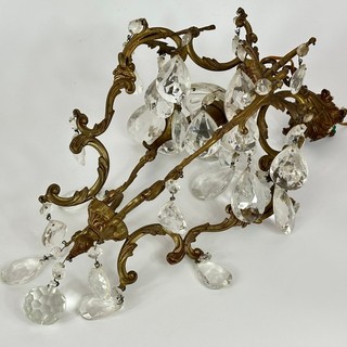 Vintage Rococo Brass Birdcage Chandelier Complete With All Glass Crystal Drops