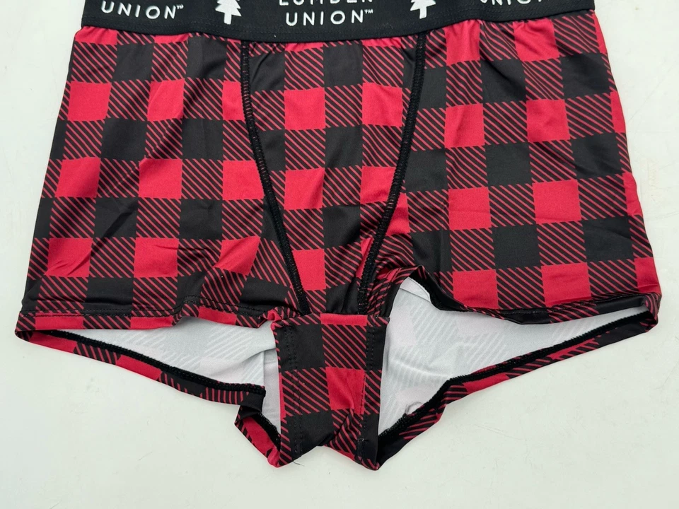 Красные и черные женские шорты-бойшорты в клетку с принтом Buffalo — НОВЫЕ — LumberUnion - Изображение 3 из 4