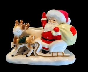 レア！　ヴィンテージ レフトン サンタ&トナカイ クリスマス 蓋付きキャンディ皿 Lefton Santa | eBay